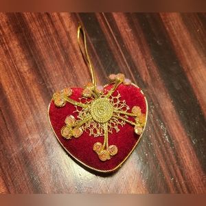 Velvet Jeweled Heart Hanging Ornament